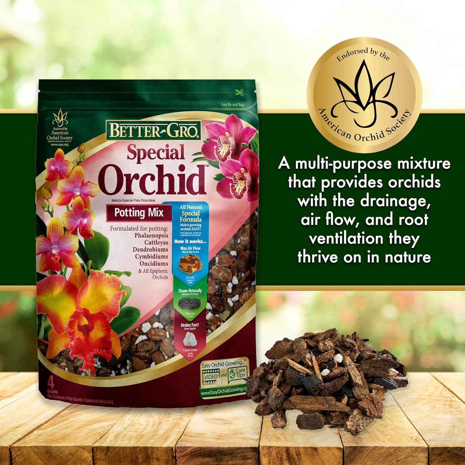 Better-Gro Special Orchid Mix - Orchid Bark Potting Mix - 8 Quarts