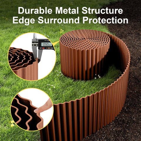 Land Guard Corrugated Garden Edging Border, 6"×25' Landscape Paver Edging, Tall Landscape Edging, Fence for Garden, Flower Bed, Lawn and Landscape Edging (Red Rust)