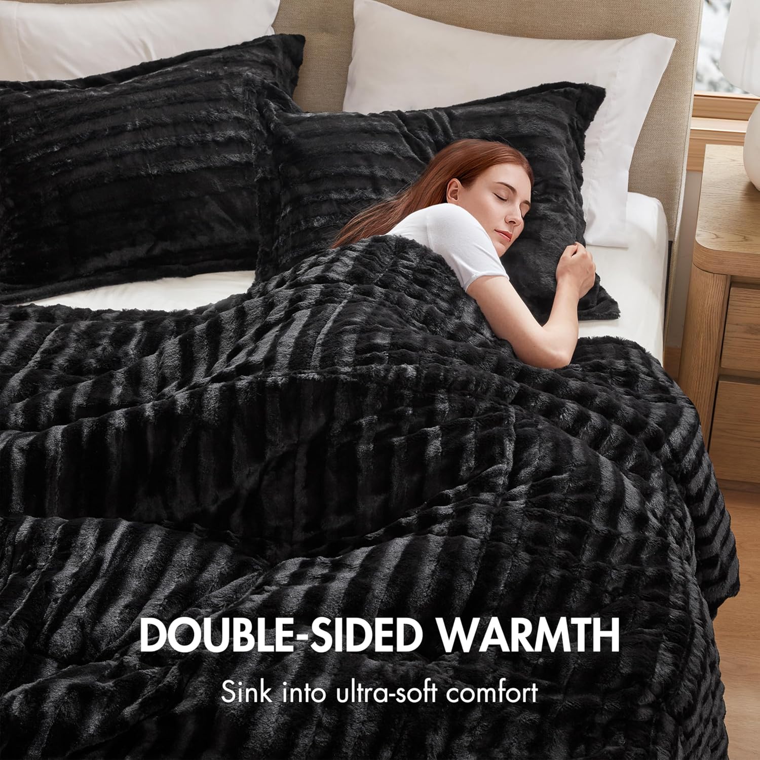 Madison Park Duke Plush Reverse Queen Comforter Set, 3 Piece, Black