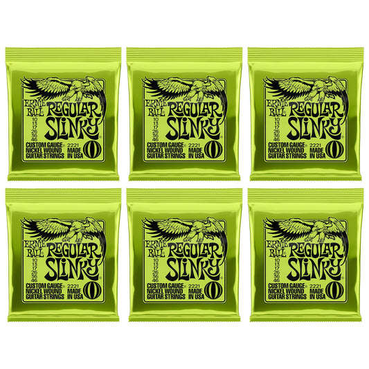 Ernie Ball Regular Slinky Nickel Wound Electric Guitar Strings 6 Pack - 10-46 Gauge