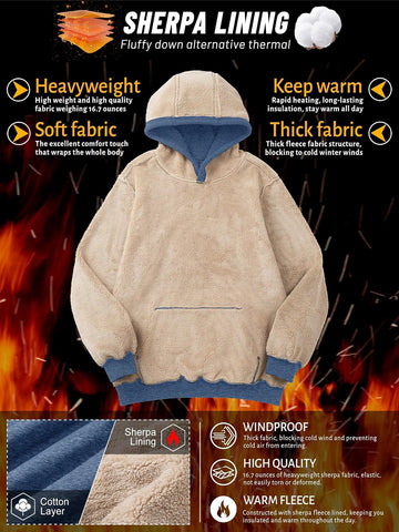 TACVASEN Men's Sherpa Lined Hoodies Winter Warm Fleece Hooded Sweatshirts