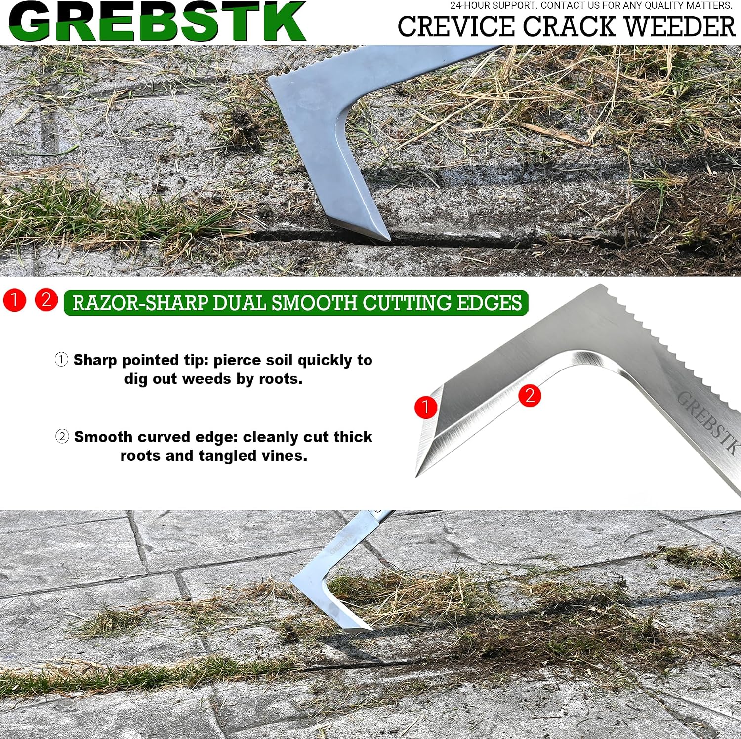 GREBSTK Crack Weeder Crevice Weeding Stainless Steel Sharp Tool, 36 in