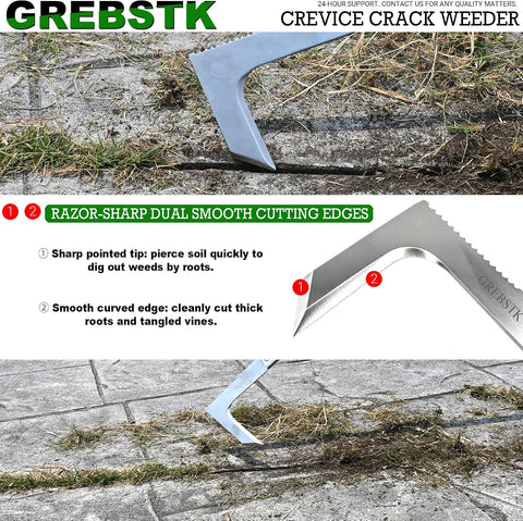 GREBSTK Crack Weeder Crevice Weeding Stainless Steel Sharp Tool, 36 in