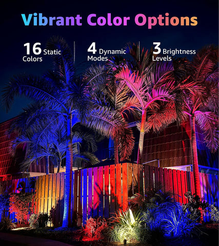 SUNVIE RGBW Halloween Spotlights Outdoor 12W LED Plug in Landscape Lights