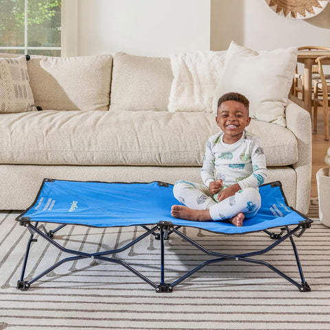 Regalo My Cot® Portable Toddler Bed, Foldable Kids Travel Bed & Camping Cot, Lightweight Sleeping Cot for Toddlers, Indoor/Outdoor, 46.5” x 24.5” x 9”, Royal Blue