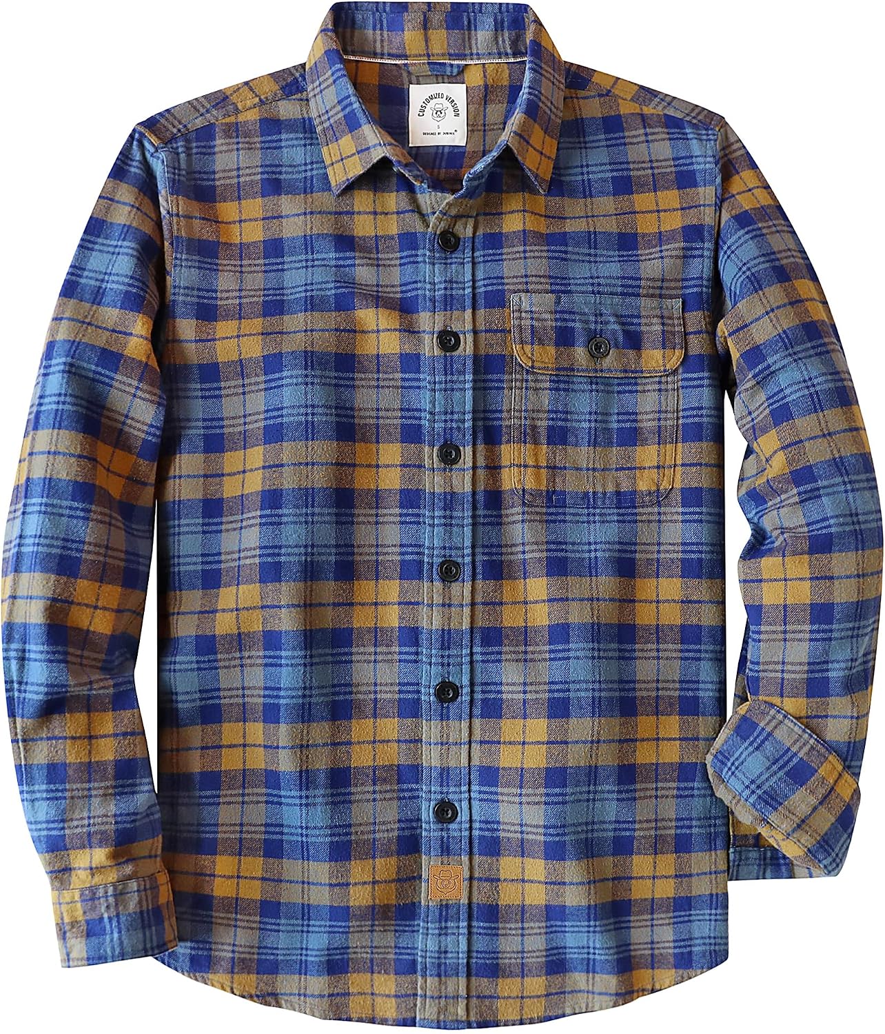 Dubinik® 6 oz Flannel Shirt for Men Long Sleeve Button Down Cotton Plaid
