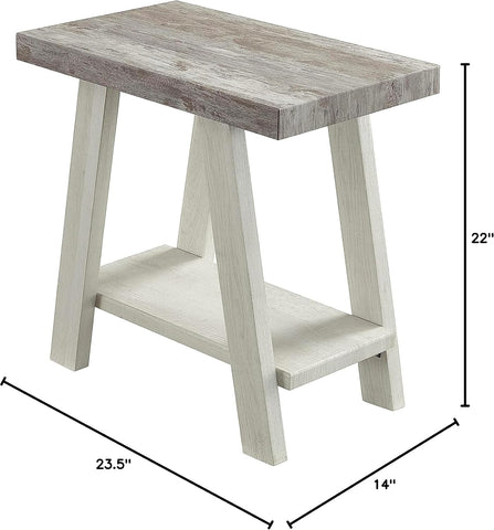 Roundhill Furniture Athens Contemporary Two-Tone Wood Shelf Side Table, Weathered Gray and Beige