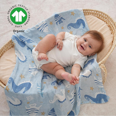 Yoofoss Muslin Swaddle Blankets, Organic Baby Blankets, 47 x 47 Inches Receiving Blanket for Baby Boys and Girls, Baby Essentials for Newborns Soft Breathable
