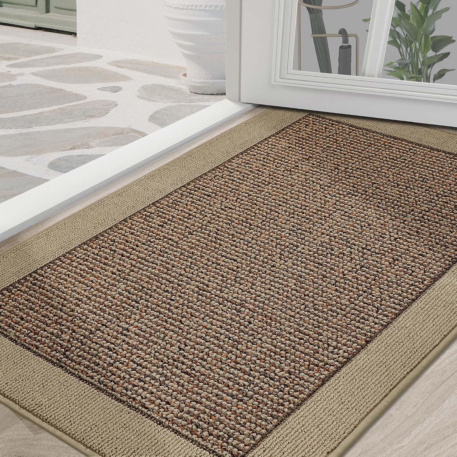 BEQHAUSE Indoor Door Mat 36" x 60", Dirt Trapper Door Mats, Taupe