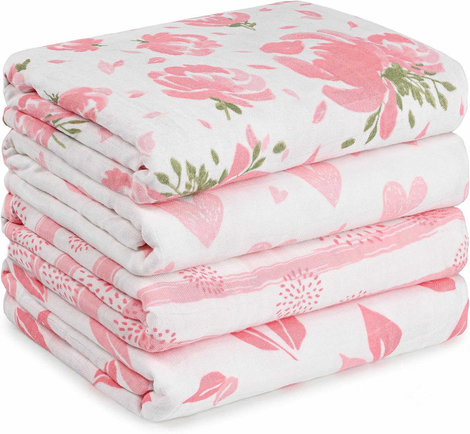 GLLQUEN BABY Muslin Swaddle Blankets 4Pk Receiving Blanket Large 35" x 40"