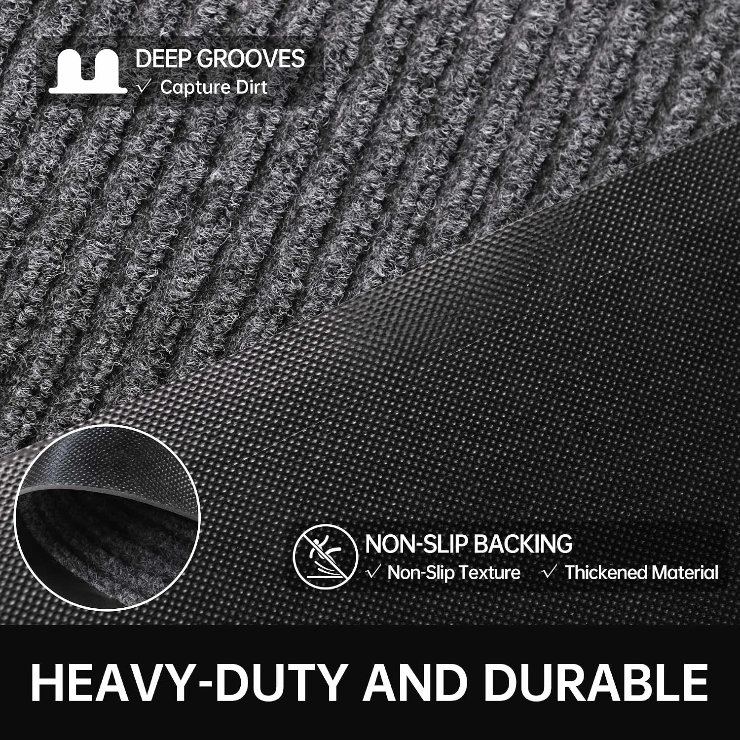 Front Door Mat, 3' x 4' Heavy Duty Indoor Outdoor Door Mat for Entryway, Commercial Door Mats Entrance, Low Profile Welcome Mats Non-Slip, Durable Rubber Backing Entry Mat for Patio, Home