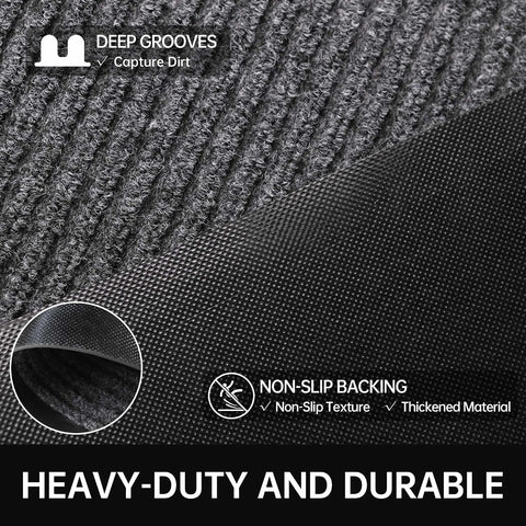Front Door Mat, 3' x 4' Heavy Duty Indoor Outdoor Door Mat for Entryway, Commercial Door Mats Entrance, Low Profile Welcome Mats Non-Slip, Durable Rubber Backing Entry Mat for Patio, Home