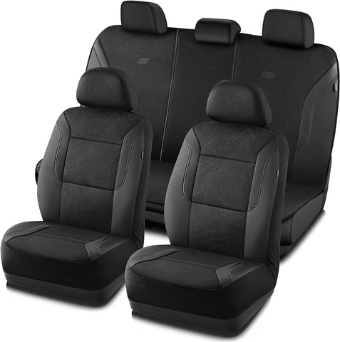 Skechers Memory Foam Car Seat Covers, Air Cool Mesh Thick Seat Covers, Airbag Compatible Car Seat Cover, Automotive Comfort Protection for Most Cars,Vans,Trucks, SUVs,Black