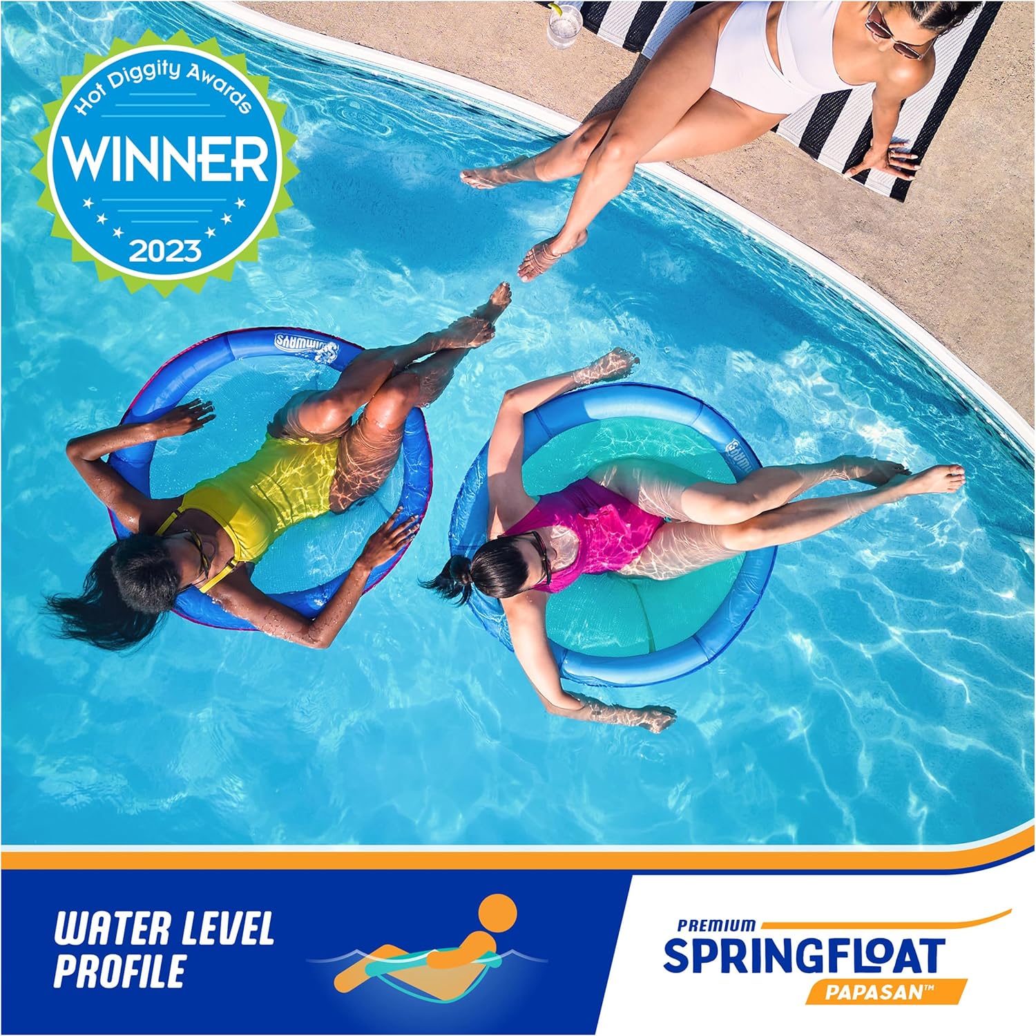 SwimWays Spring Float Premium Papasan Pool Lounger with Breathable Mesh Seat, Inflatable Pool Floats for Adults with Fast Inflation, for Ages 15 & Up