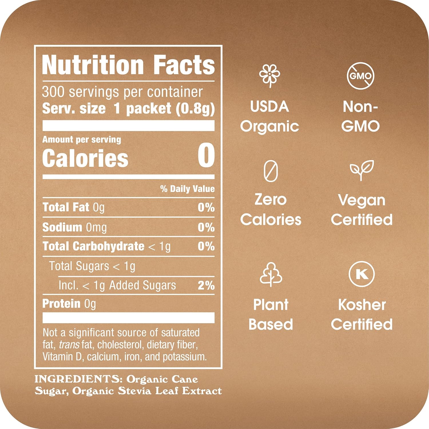 Stevia In The Raw, Organic Stevia Sweetener Packets, 300 Ct Box, 2 Pack | Zero Calorie Stevia Sugar Substitute Packets, No Erythritol or Artificial Flavors, USDA Organic, Non-GMO Project Verified
