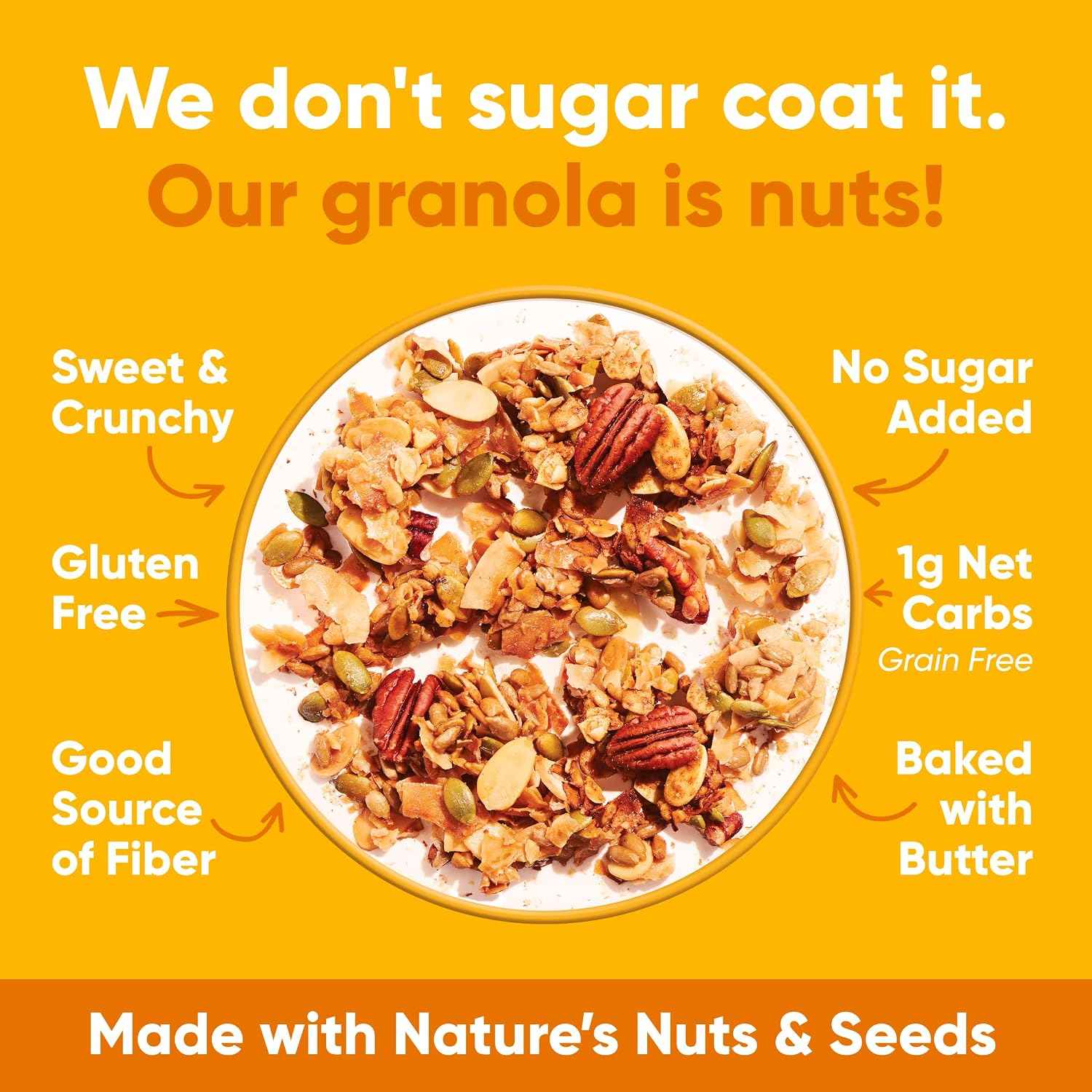 NuTrail Nut Granola Cereal, Honey Nut, No Sugar Added, Keto, Low Carb, Gluten Free, Grain Free, Healthy Breakfast 8 oz. 6 Count