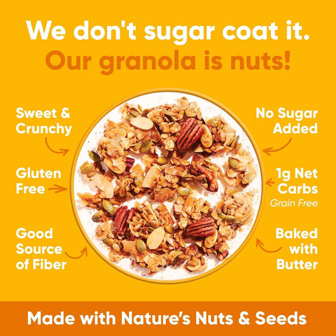 NuTrail Nut Granola Cereal, Honey Nut, No Sugar Added, Keto, Low Carb, Gluten Free, Grain Free, Healthy Breakfast 8 oz. 6 Count