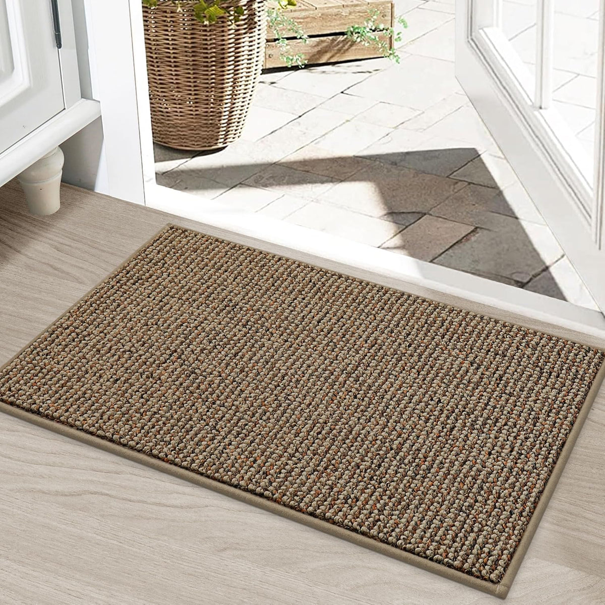BEQHAUSE Dirt Trapper Door Mat 20" x 32", Non-Slip Washable Doormats, Beige