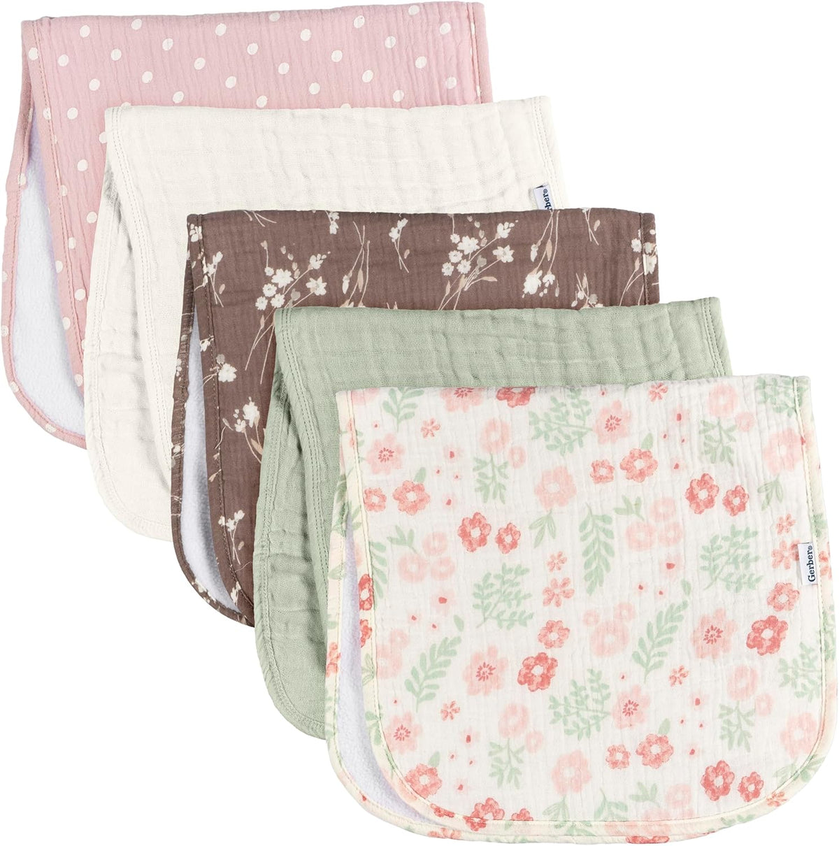 Gerber Baby Boys & Girls Muslin Burp Cloths, Multi Pink Floral, Large Size 20" x 10"