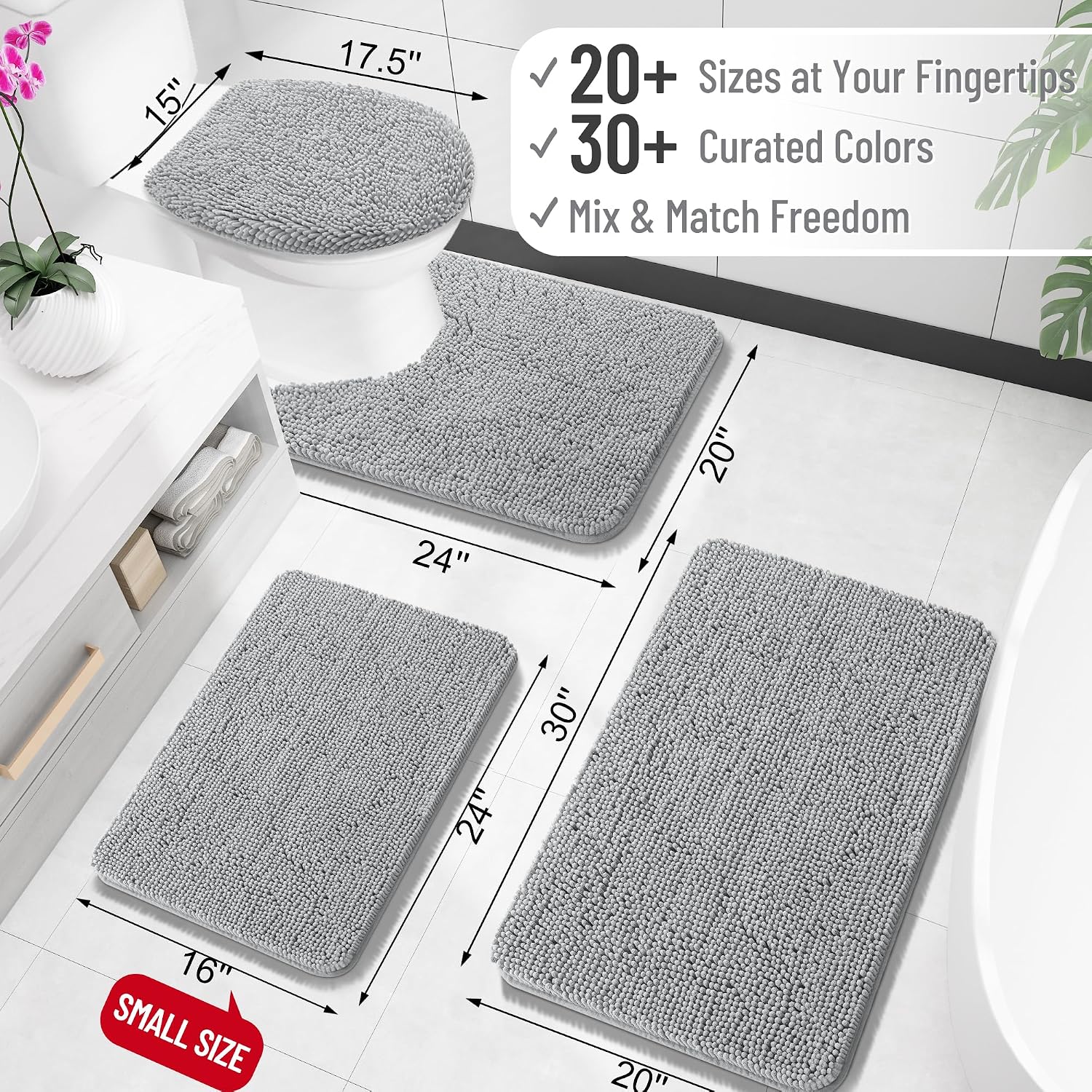 OLANLY Bathroom Rugs 32x20, Extra Soft Absorbent Chenille Bath Rugs