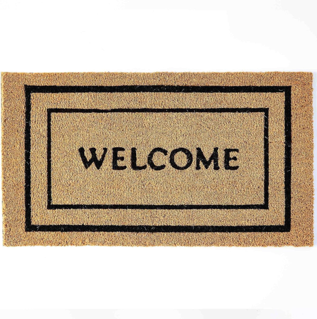 KANKUN Coco Coir Door Mat with Heavy Duty Backing, Welcome Doormat (17" x 30"), Doormat Entrance (Double Box)