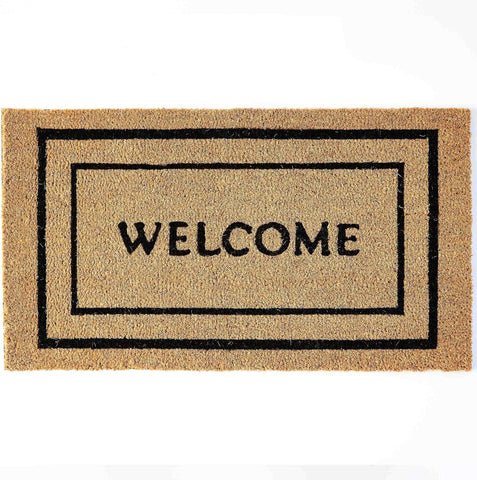 KANKUN Coco Coir Door Mat with Heavy Duty Backing, Welcome Doormat (17" x 30"), Doormat Entrance (Double Box)