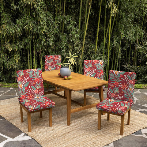 Arden earthFIBER Outdoor Dining Chair Cushion, 20 x 20, Rain-Proof, Fade Resistant, Luau Red Tropical Floral
