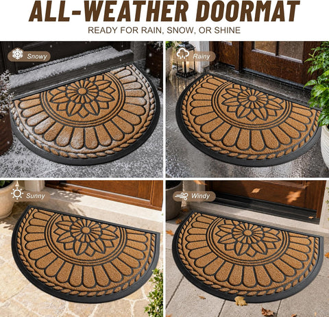 Mibao Half Round Door Mat, 47"x32", Yellow, Semicircular Entrance