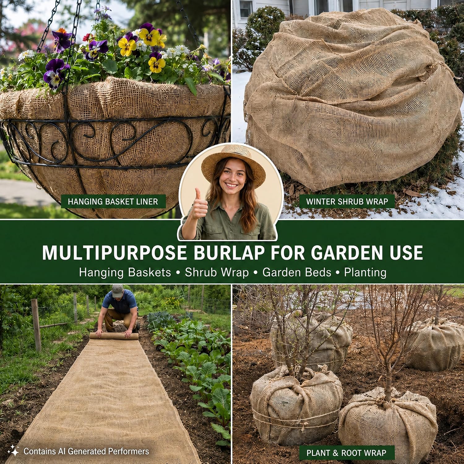 RAINFLOW 19.7" x 13 Feet Burlap Fabric Roll - Natural Jute Burlap Roll