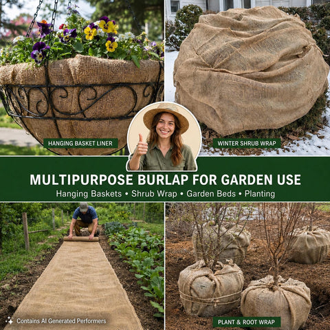 RAINFLOW 19.7" x 13 Feet Burlap Fabric Roll - Natural Jute Burlap Roll