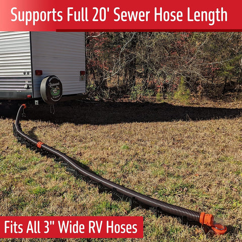 Beech Lane 20 Foot RV Sewer Hose Support with Clip On Accessory Feet for Extra Stability, Patented Nesting Design For Small Storage, Quick Setup and Collapse, Ensures Proper Drainage
