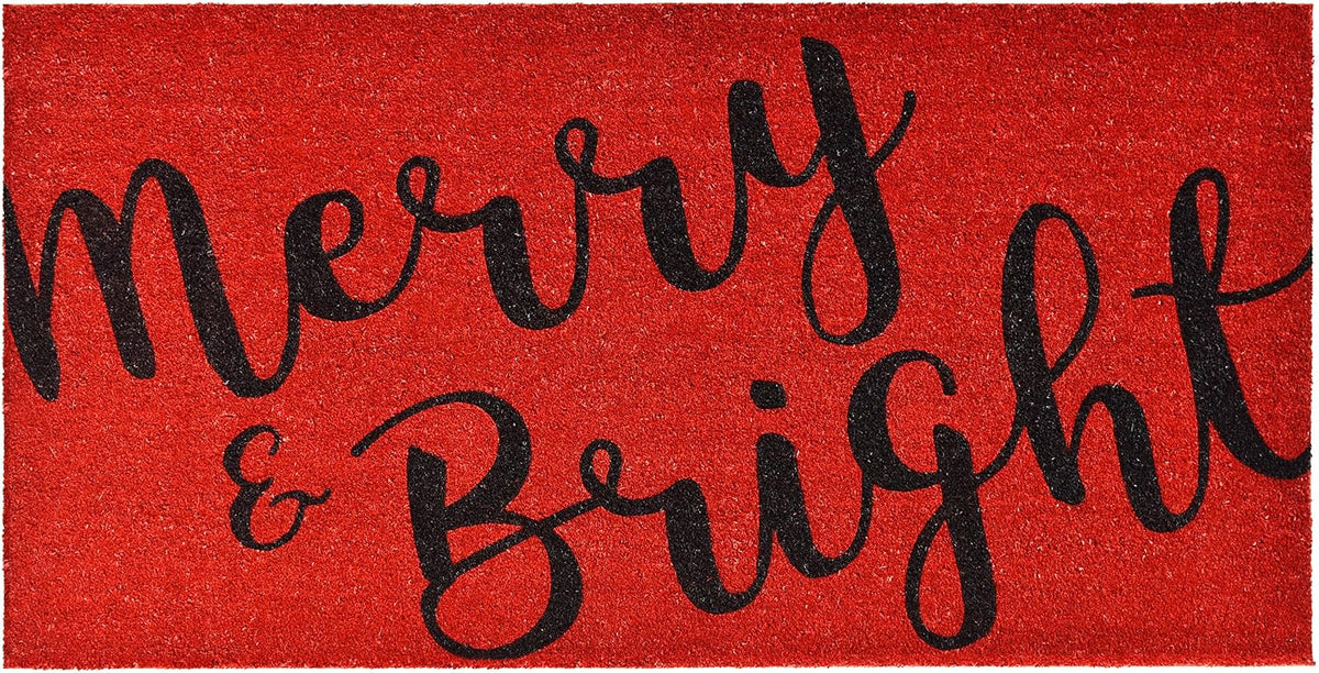 Calloway Mills 104973048 Merry & Bright Doormat, 30" x 48", Red/Black