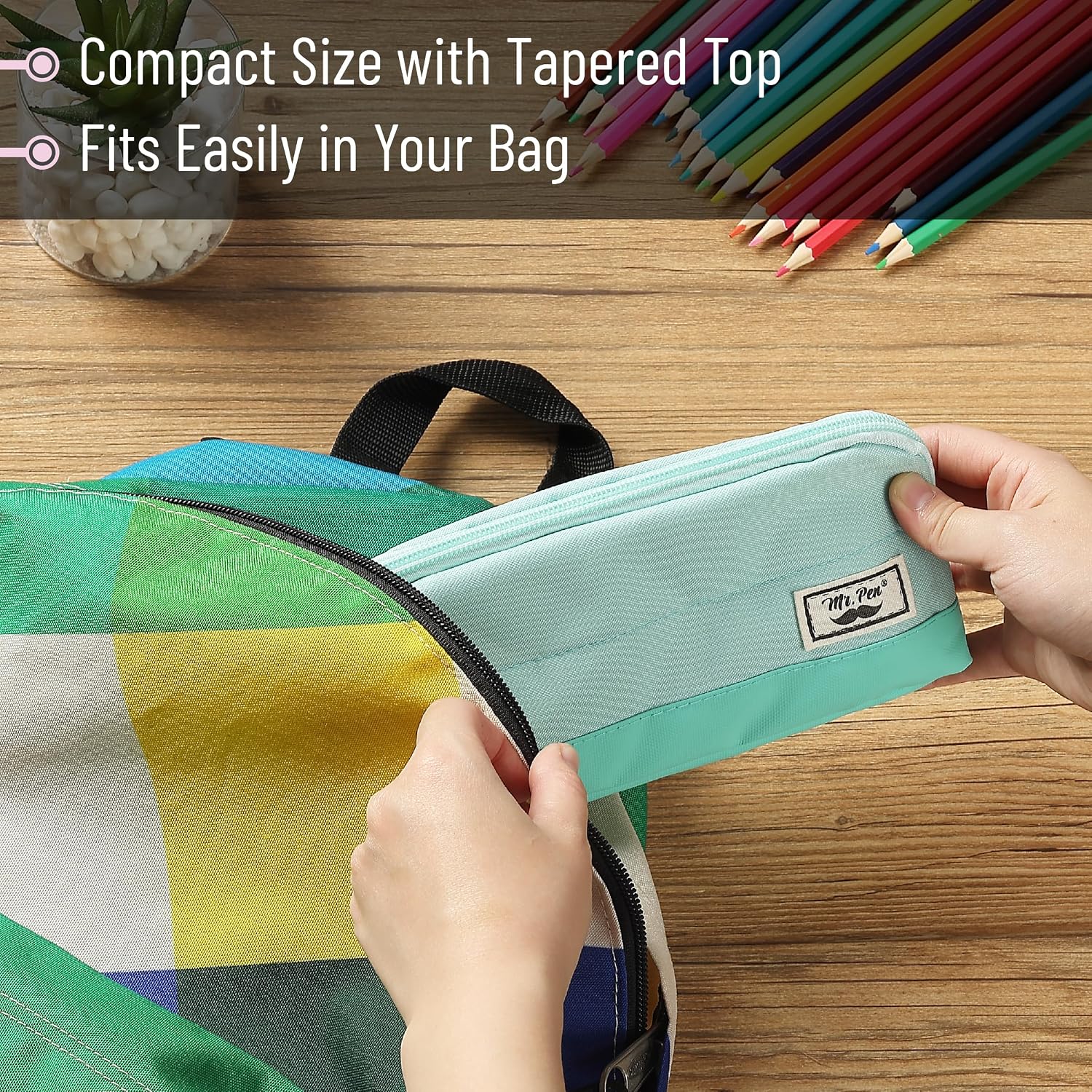 Mr. Pen- Wide-Opening Pencil Case, Triangle Design