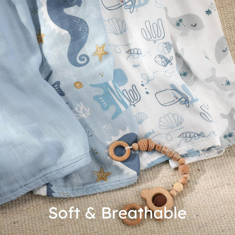 Yoofoss Muslin Swaddle Blankets, Organic Baby Blankets, 47 x 47 Inches Receiving Blanket for Baby Boys and Girls, Baby Essentials for Newborns Soft Breathable