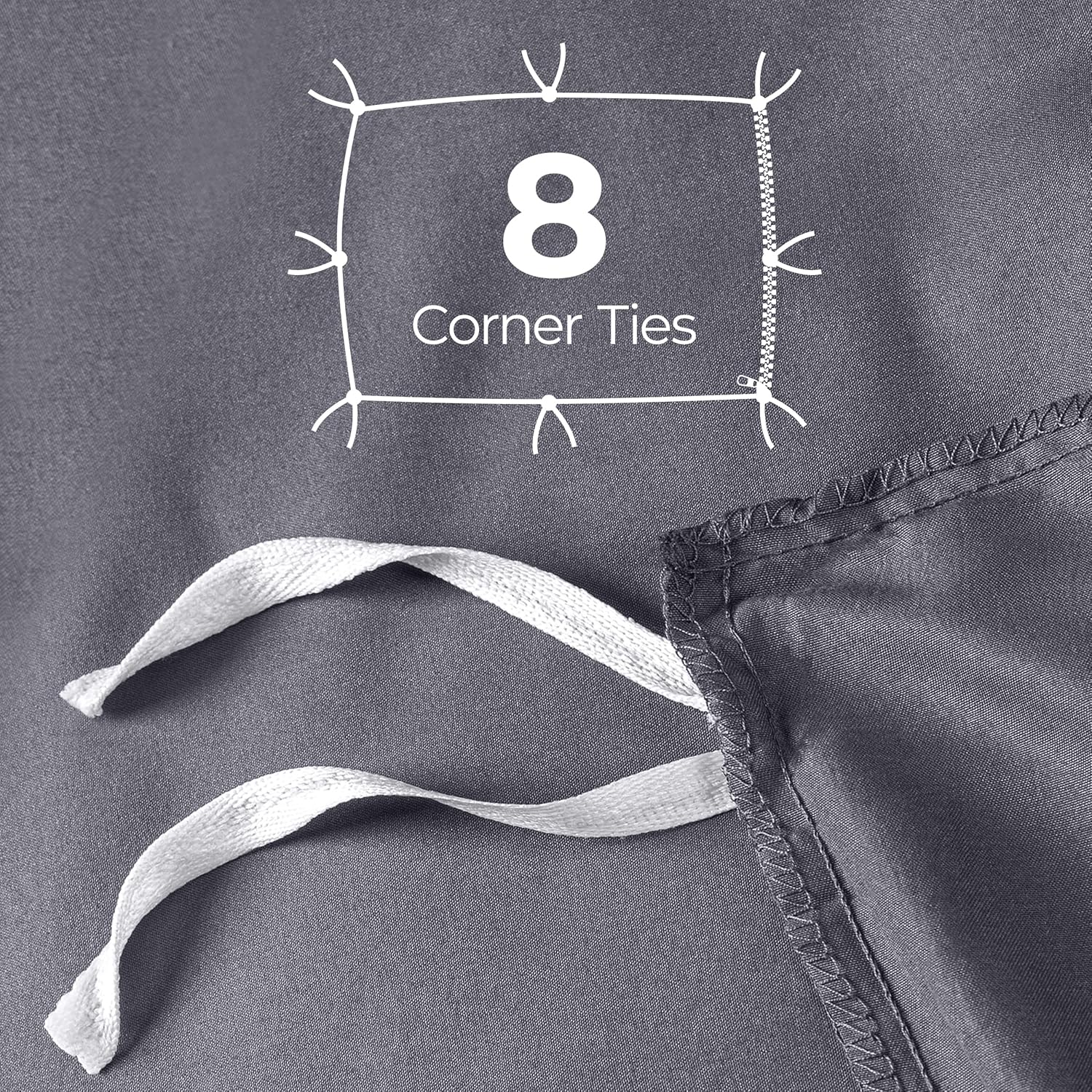 Duvet Cover King, 3 Piece Cotton Like Polyester with Zipper Closure, Grey