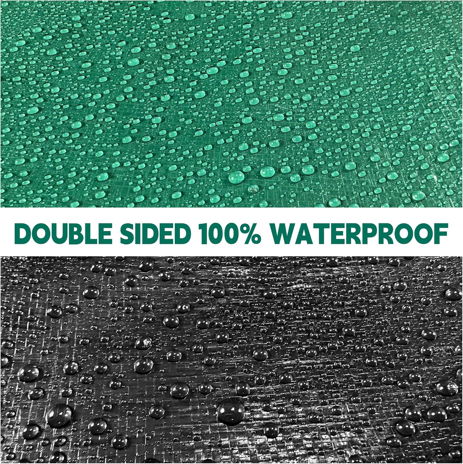 15x15 ft Heavy Duty Tarp 10mil UV Reinforced Grommets Green&Black