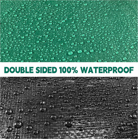 15x15 ft Heavy Duty Tarp 10mil UV Reinforced Grommets Green&Black