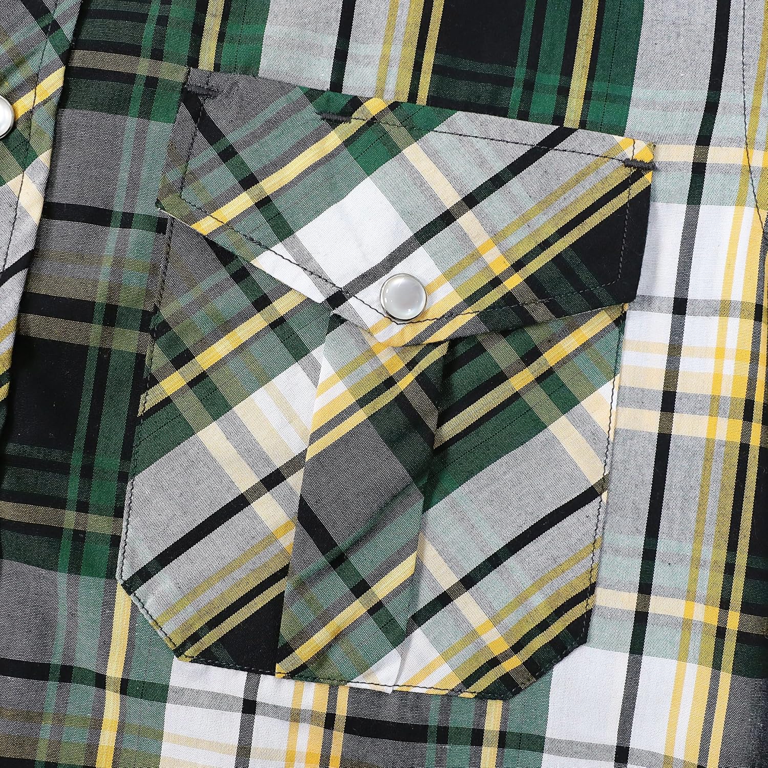Dubinik® Western Shirts for Men Short Sleeve Plaid Pearl Snap Shirts for Men Button Up Shirt Cowboy Casual Work Shirt