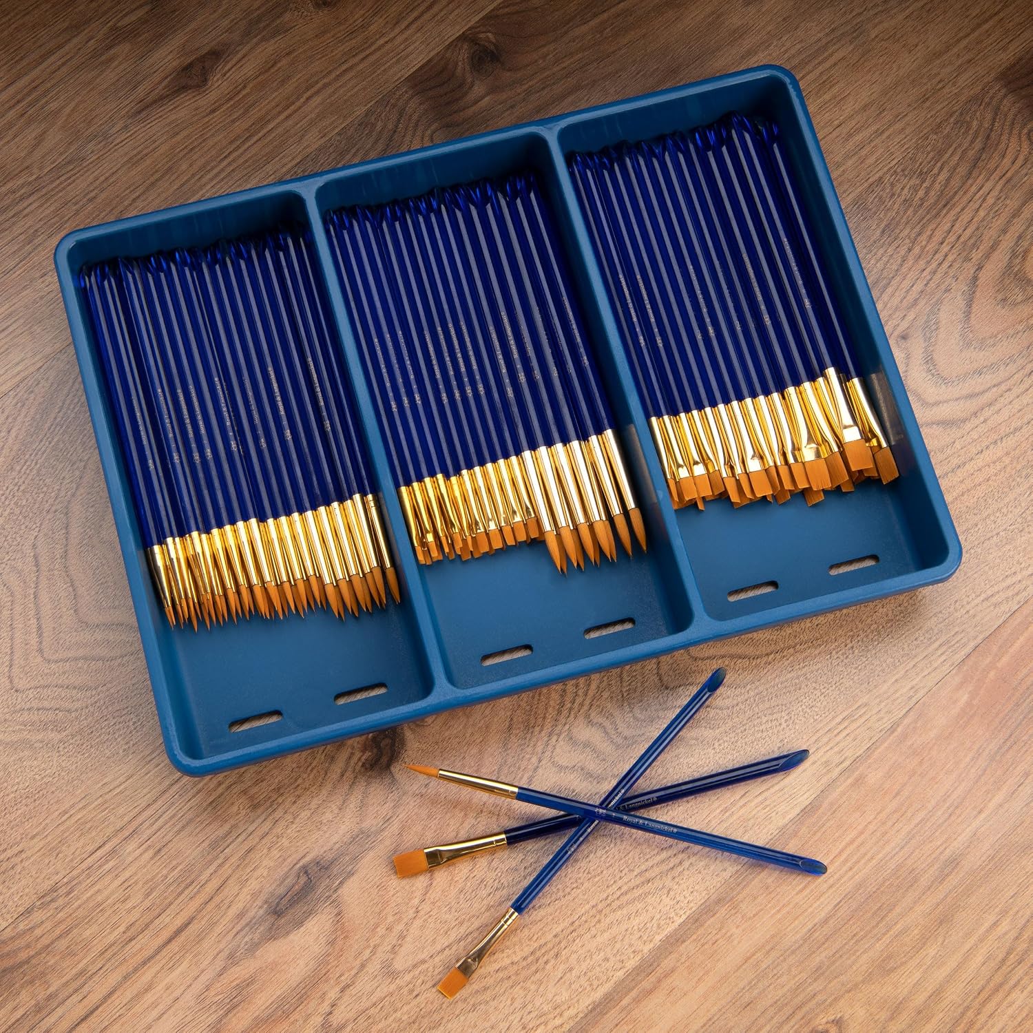 Royal Brush Gold Taklon Paint Brush Super Value Pack, Assorted Sizes, 120 Brushes
