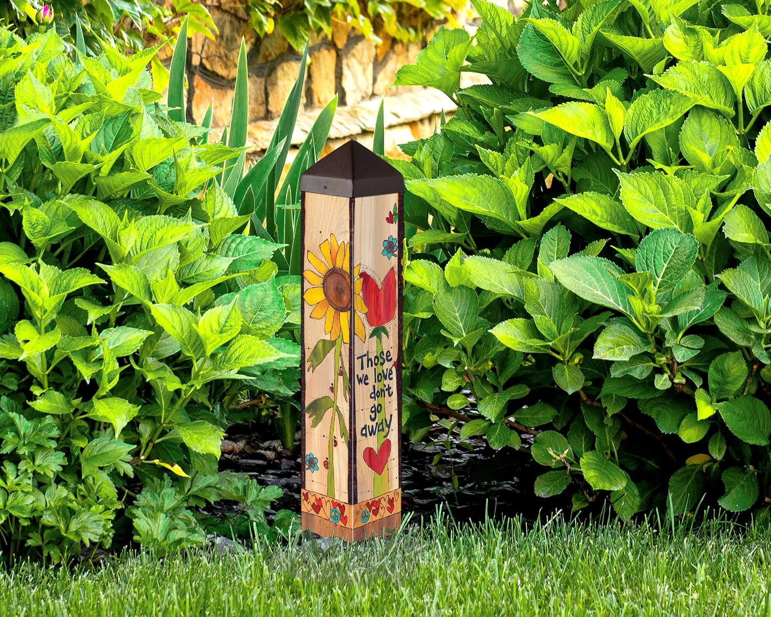 Studio M Art Pole, PVC Weather Resistant Pole with Vinyl Bowl 20 inches Tall Outdoor Decoration for Gardens, Patios, Yards, Landscaping and Birding Accessories, Those We Love Don't Go Away