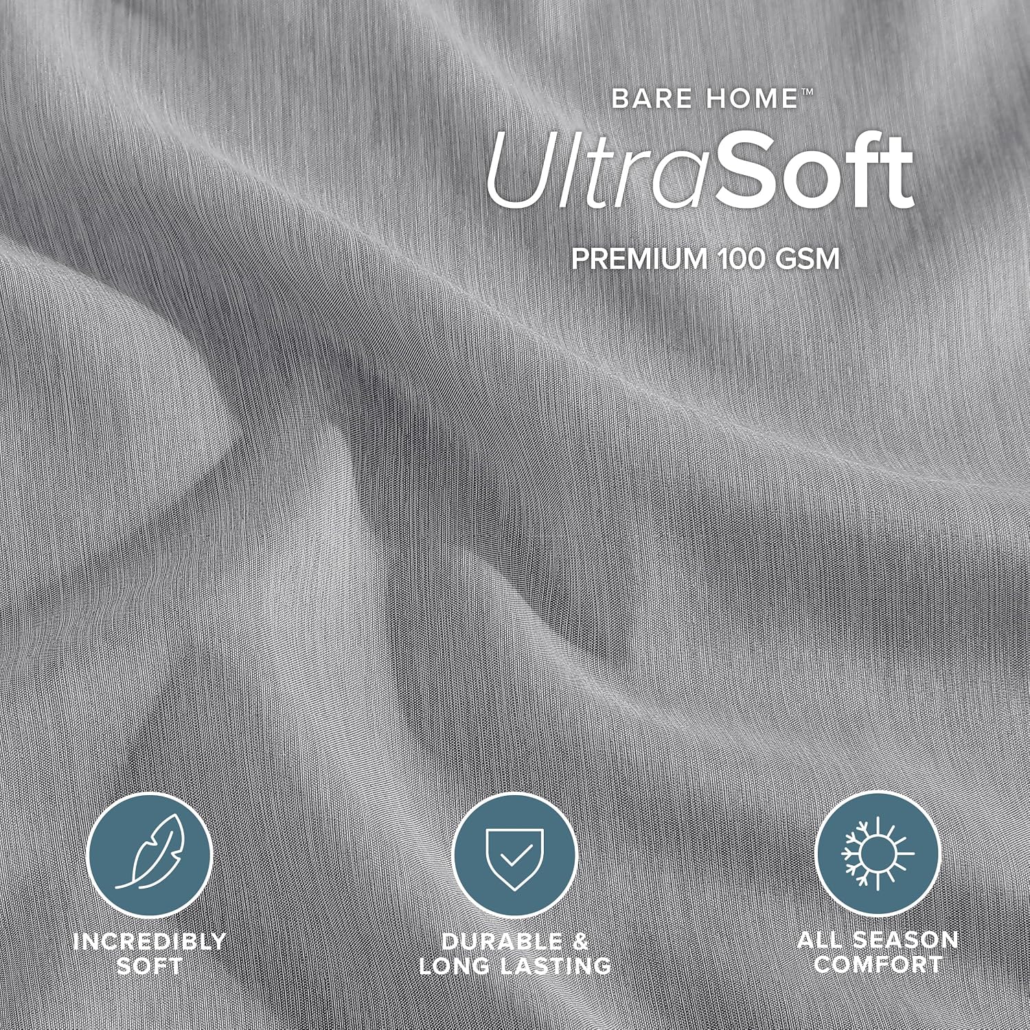 Bare Home Duvet Cover Set 1800 Ultra-Soft (King, Heathered Charcoal)
