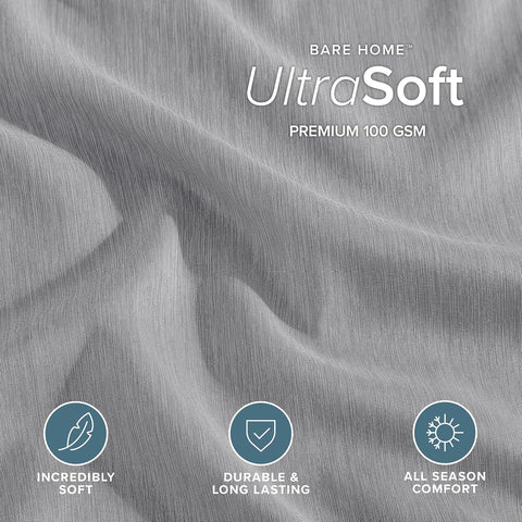 Bare Home Duvet Cover Set 1800 Ultra-Soft (King, Heathered Charcoal)
