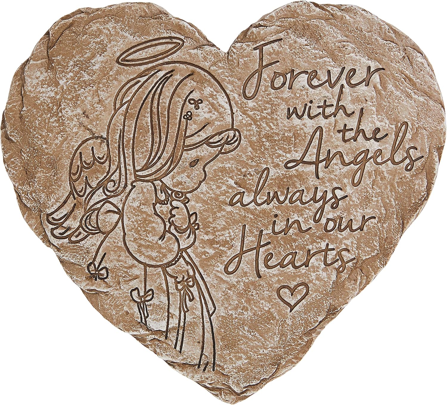 Precious Moments Garden Gifts 171459 Forever with The Angels, Always in Our Hearts Decorative Resin Angel Memorial Garden Stone, Gray, 8-inch Long by 7.25-in Wide