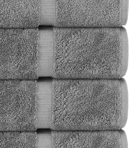 Chakir Turkish Linens 100% Cotton 4-Pack Bath Towels 30x60, Gray