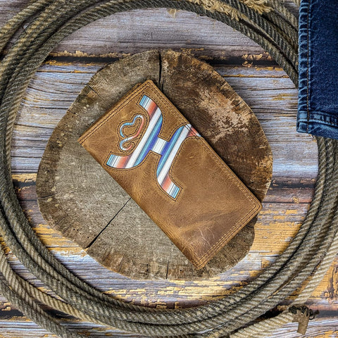 HOOEY Leather Men's Western Rodeo Wallet (Hands-Up - Sunset Serape)