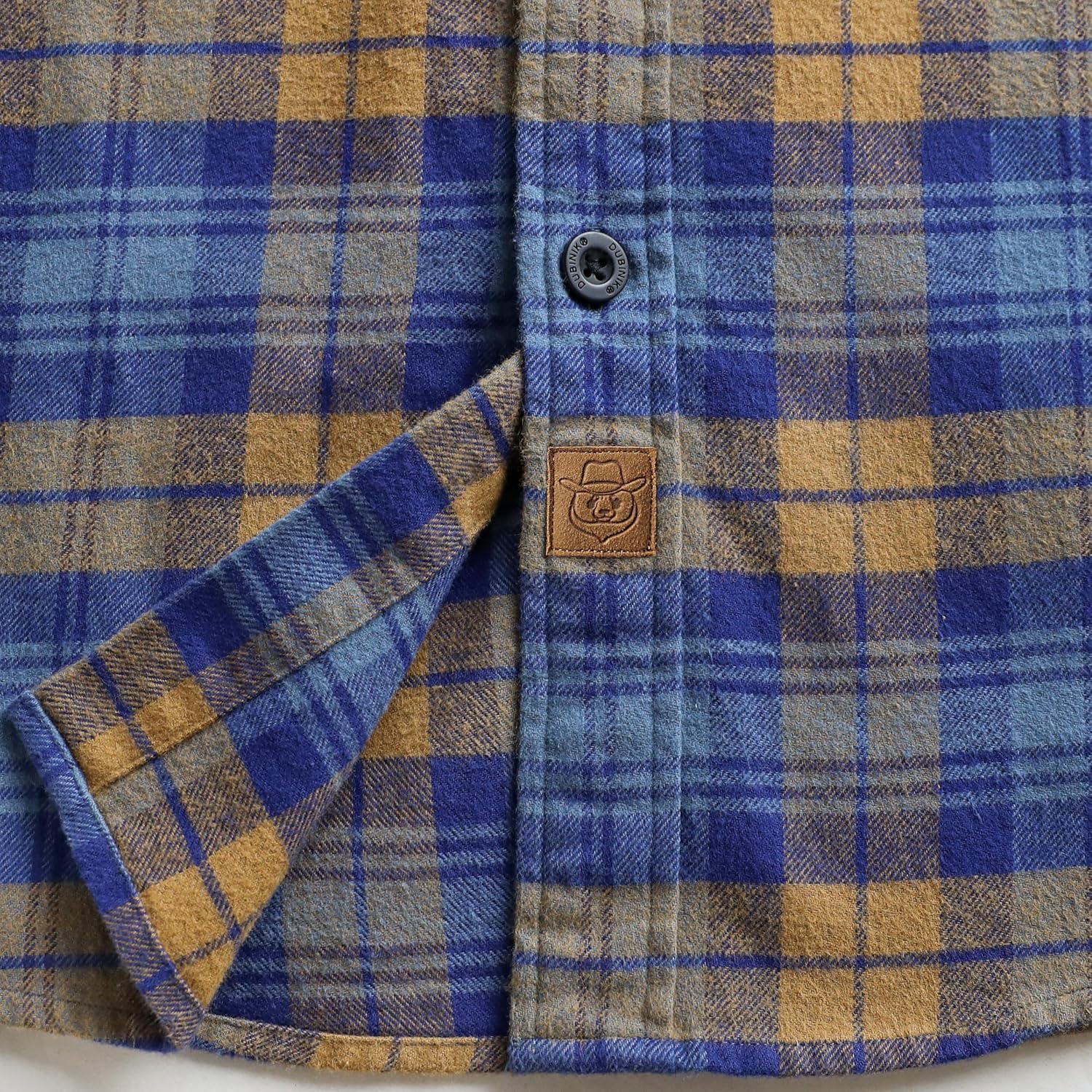 Dubinik® 6 oz Flannel Shirt for Men Long Sleeve Button Down Cotton Plaid