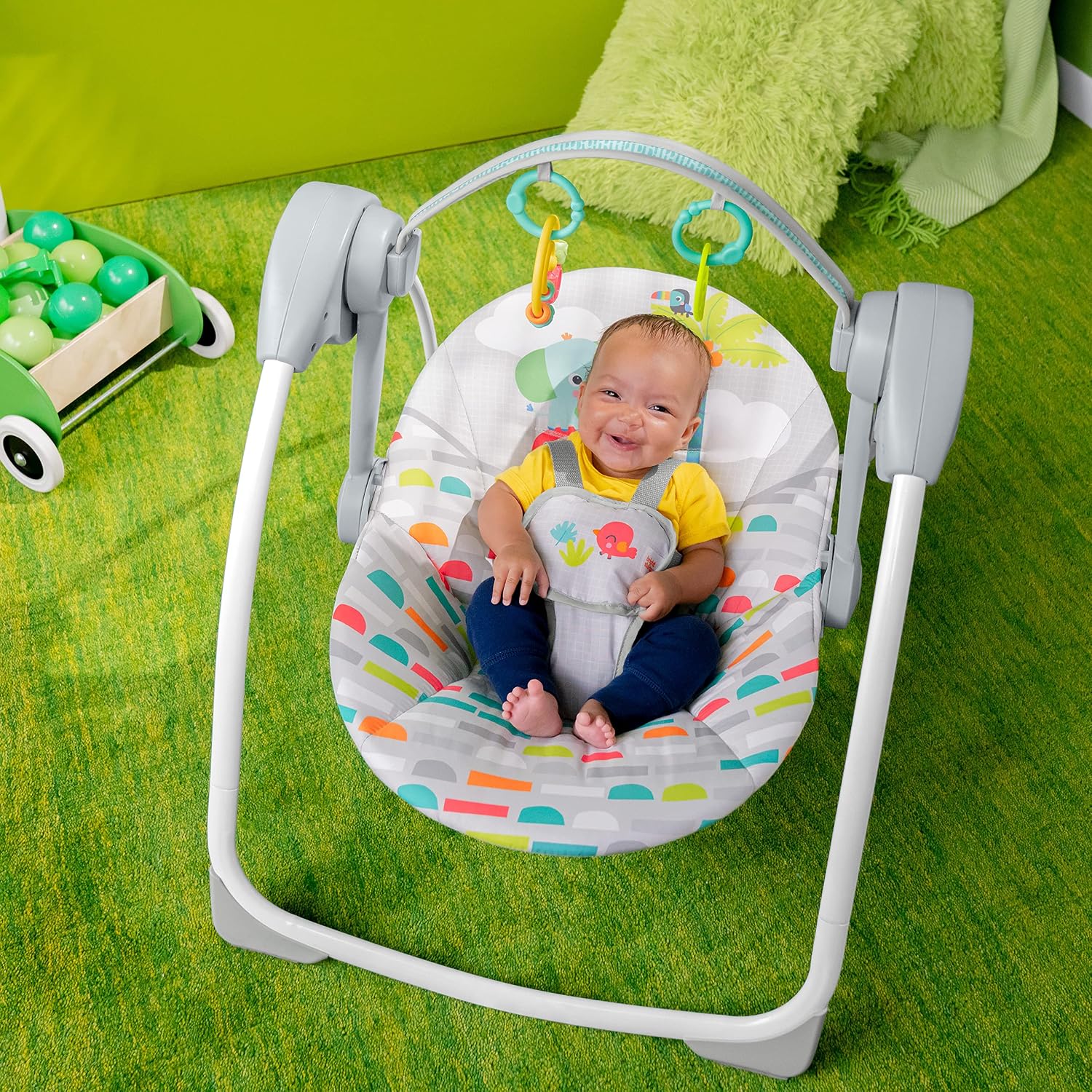 Bright Starts Portable Electric Baby Swing, Newborn to 9 Months