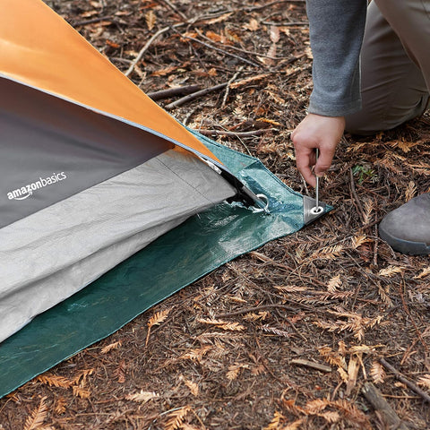 Amazon Basics Waterproof Multipurpose Camping Tarp with Reinforced Corners and Edges, Protective Cover, 9.5 x 11.3 Feet, Dark Green