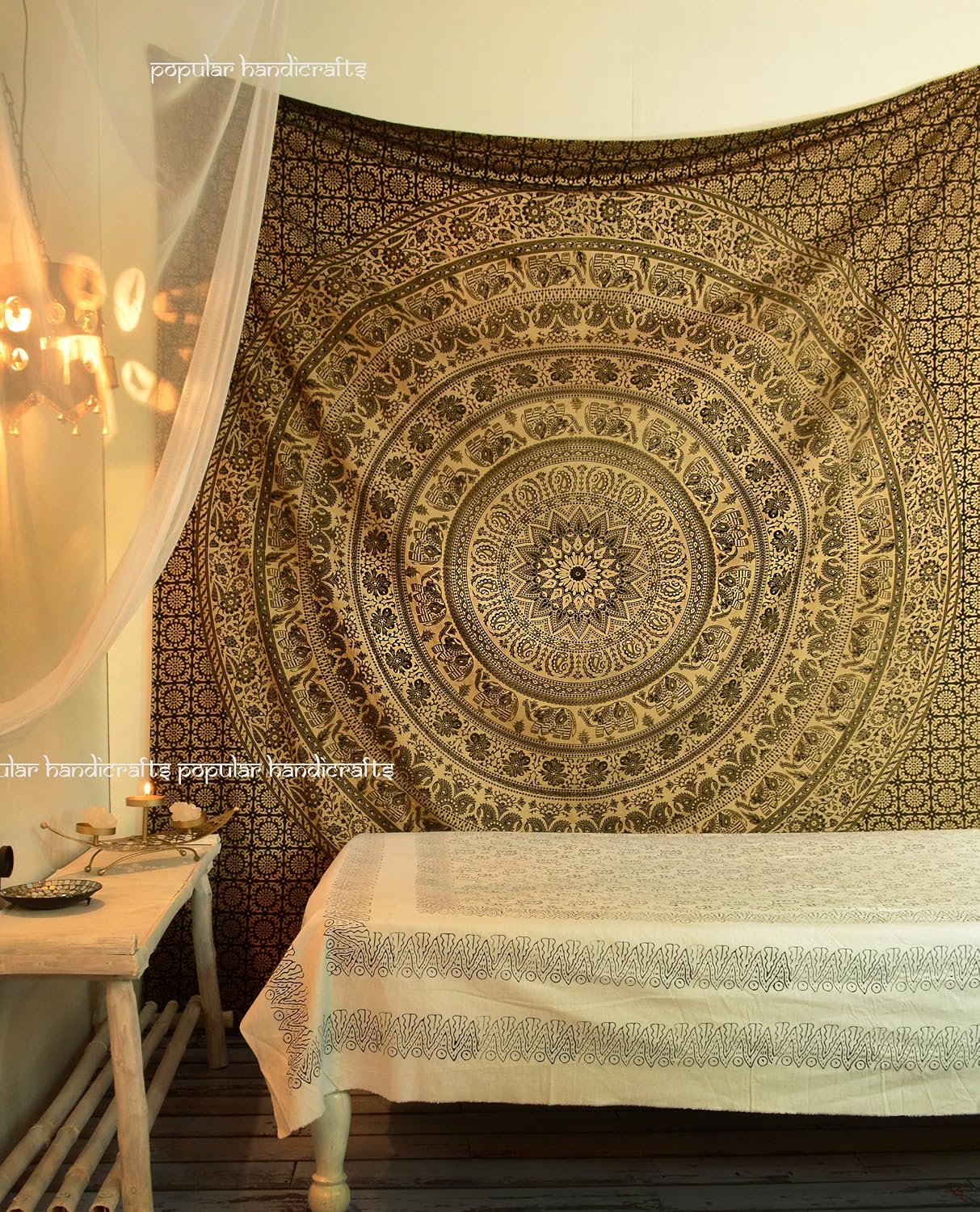 Popular Handicrafts Wall Hanging Tapestry For Bedroom Hippie Mandala Bohemian Hippy Intricate Indian Tapestry 54 x 82 Inches (140cm x 210 cm) Black & White