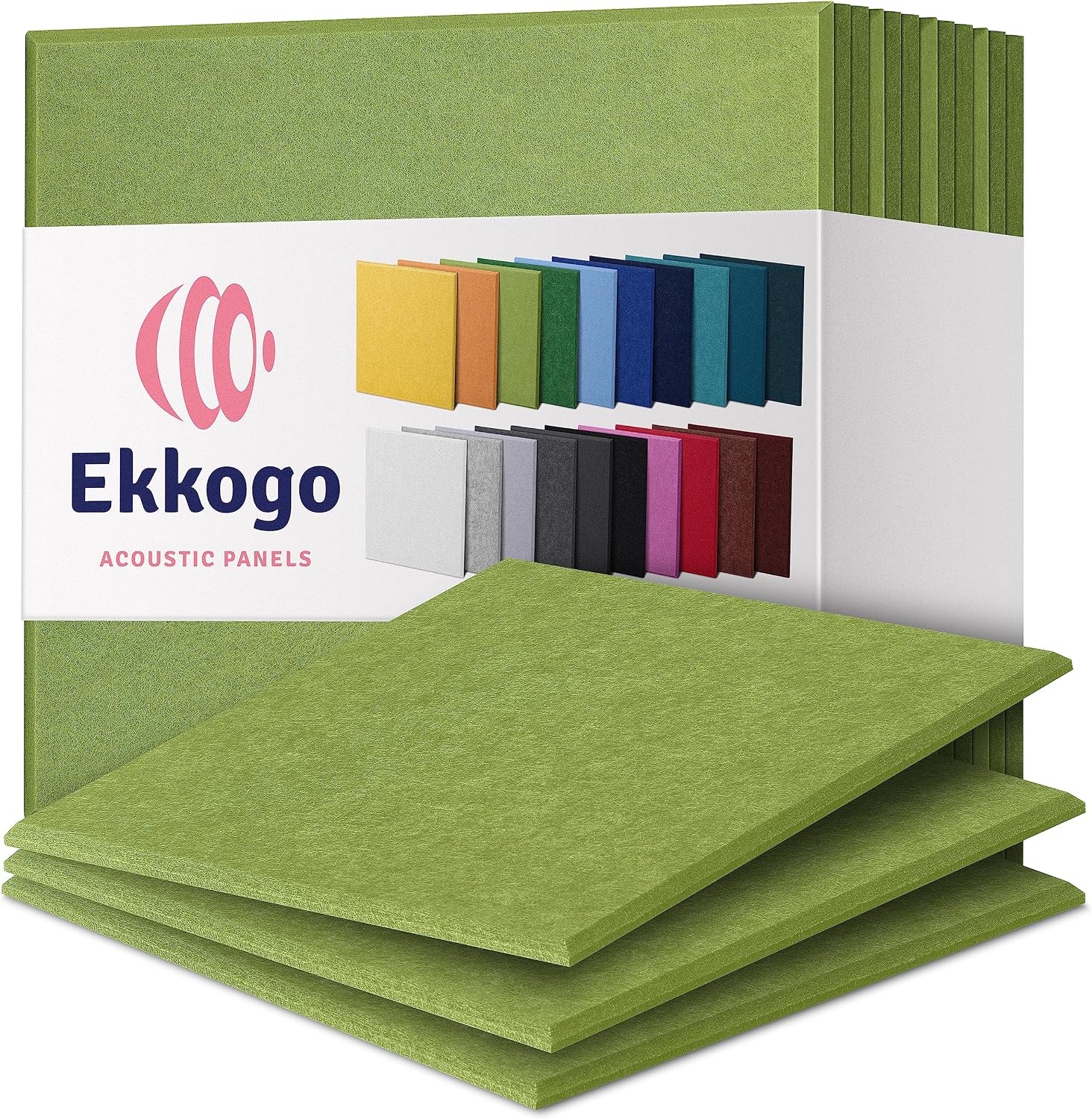 Acoustic Panels 12-Pack Soundproof Wall 12"X12"X0.4" - High Density Sound Dampening [Gin Green Square]